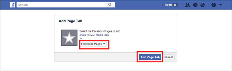 Add page tab to Facebook page
