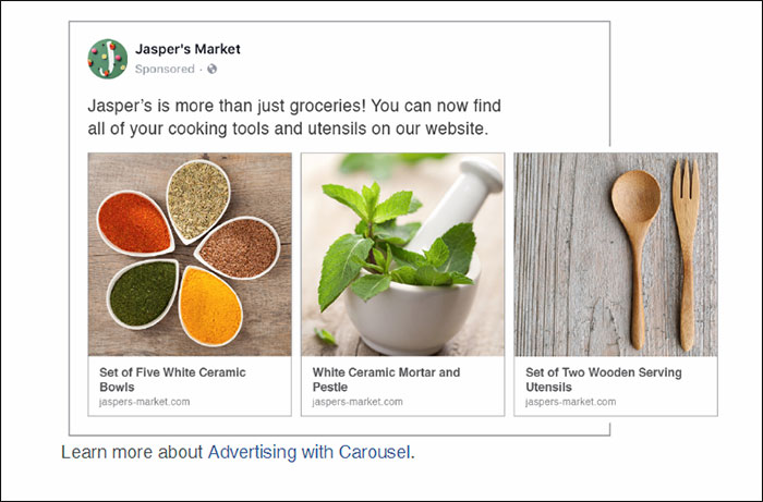 Sample Facebook carousel ad