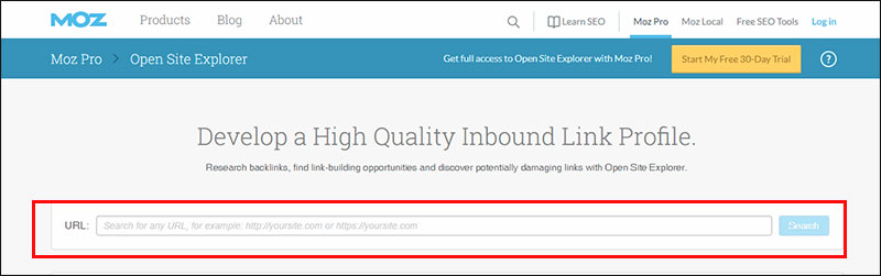 Moz Open Site Explorer tool