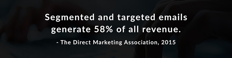 Segmented and targeted emails generate 58% of all revenue - The Direct Marketing Association, 2015