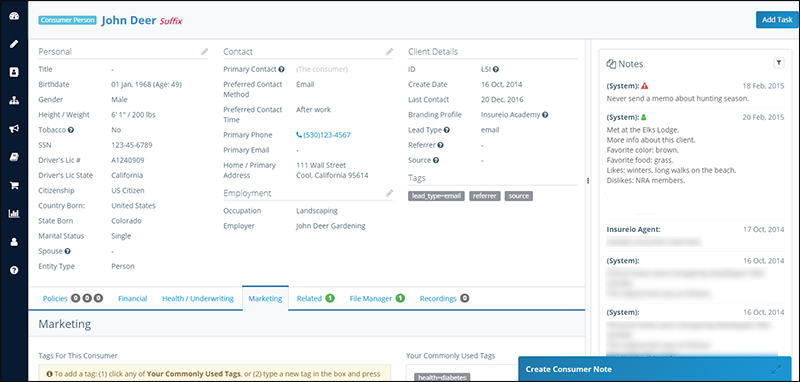 Insureio contact record