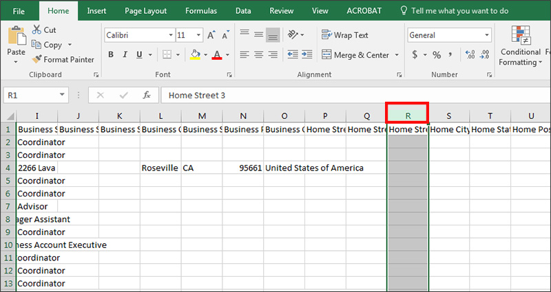 Delete a column of exported data in Excel