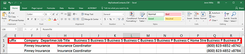 Column header text partially hidden in Excel