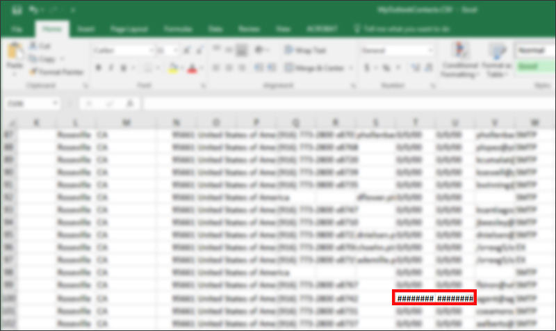 Cell data displaying as hashtags in Excel
