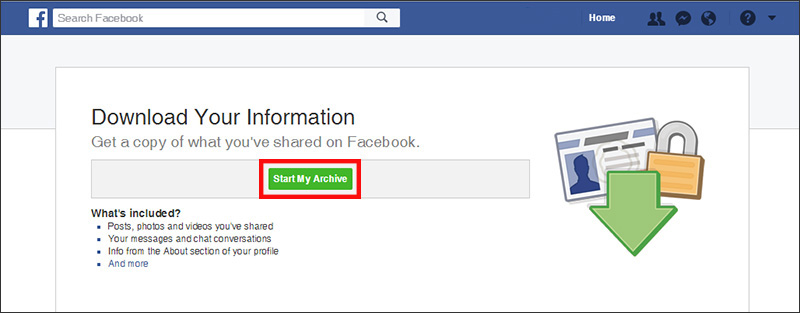 Start your Facebook archive