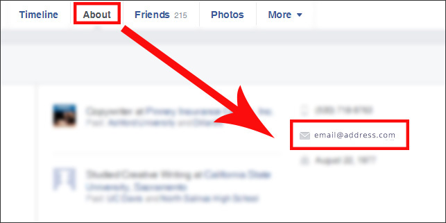 Where to find a Facebook user's email address