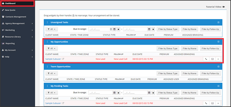 Insurance Division: Leads Posted to Insureio Dashboard