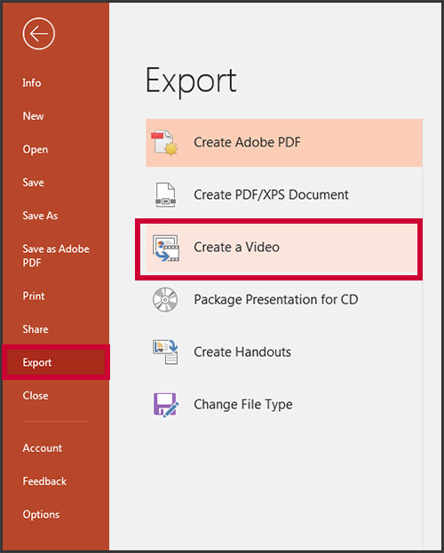 PowerPoint feature: export to video