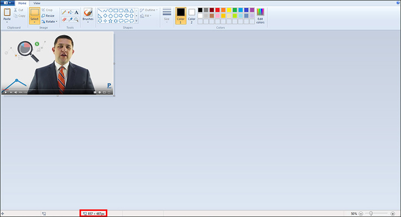 Pixel size of an image in MS Paint