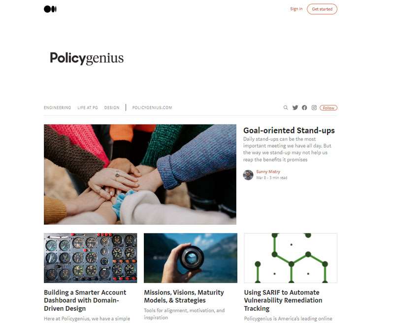 Screenshot of Policygenius's publication on Medium