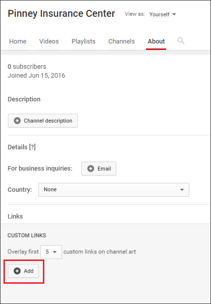 Add custom links to your YouTube channel