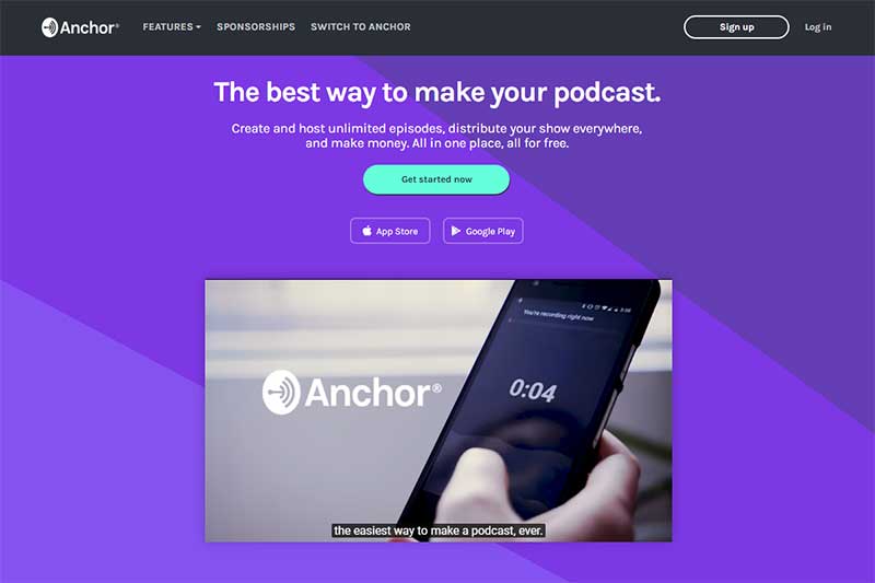 Screenshot of Anchor's home page