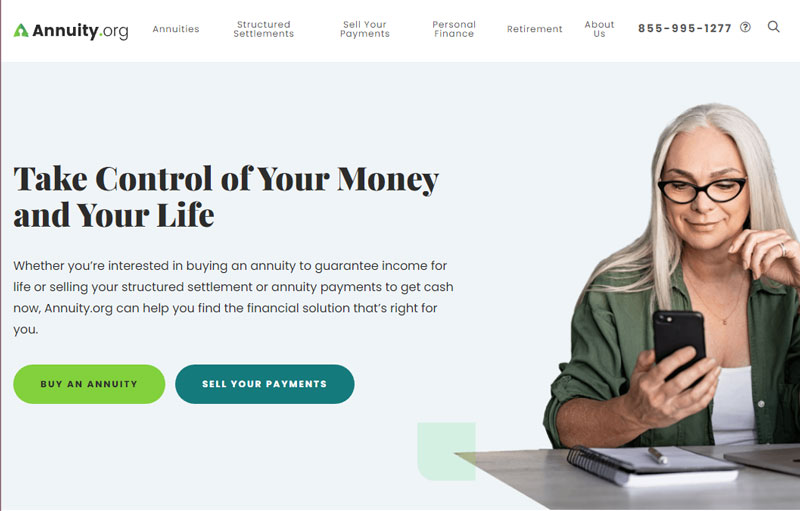 Screenshot of the Annuity.org homepage