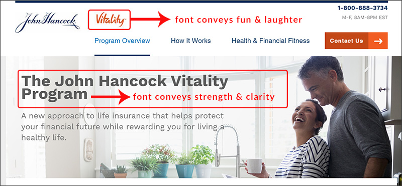 John Hancock font selections on their website