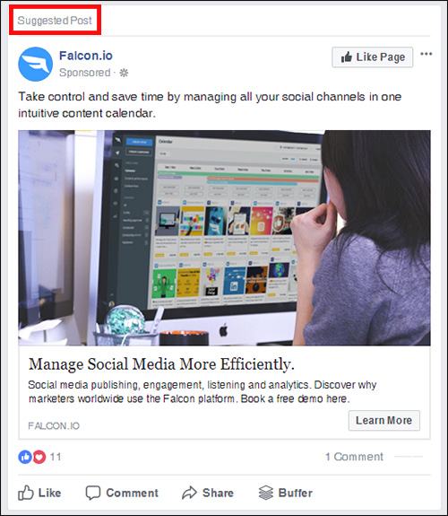 Example of a Facebook ad