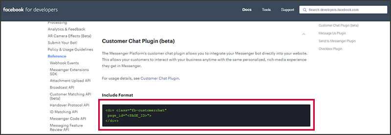 Facebook's Customer Chat plugin code