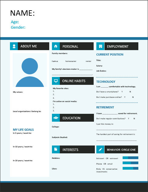 Free buyer persona template from Pinney Insurance