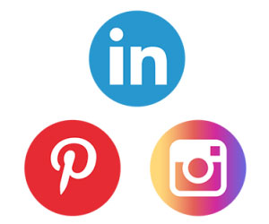 Social media icons for LinkedIn, Pinterest, and Instagram
