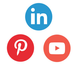 Social media icons for LinkedIn, Pinterest, and YouTube