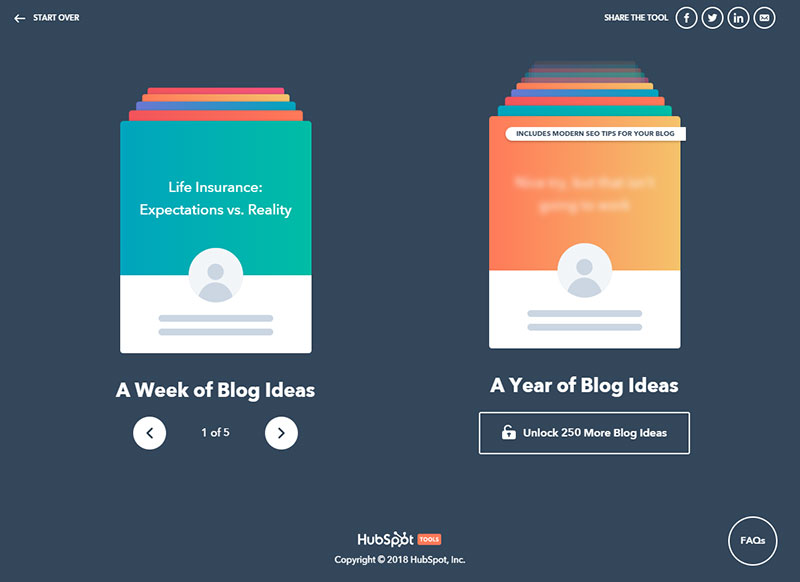 6 Sanity-Saving Apps and Extensions: HubSpot's Blog Ideas Generator, with 5 free blog post ideas