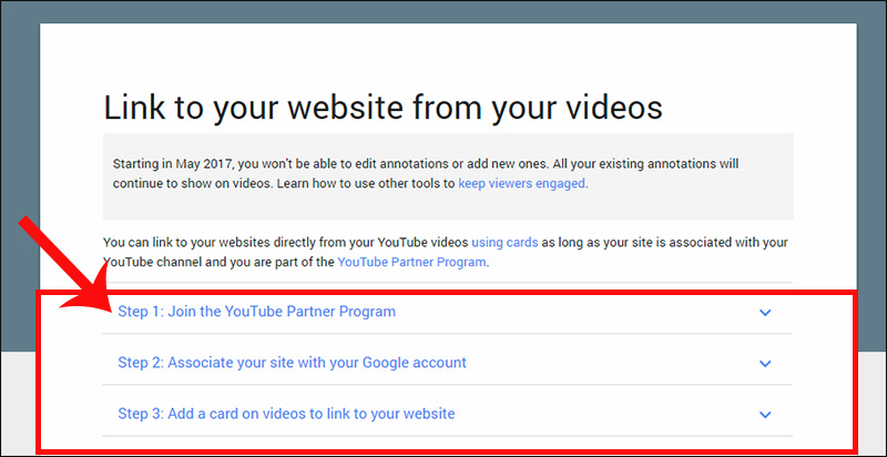 New YouTube policy for linking out to a website from your video