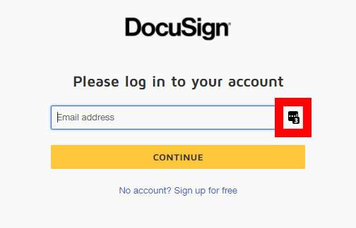 Screenshot of a login page with the LastPass icon in the entry blank