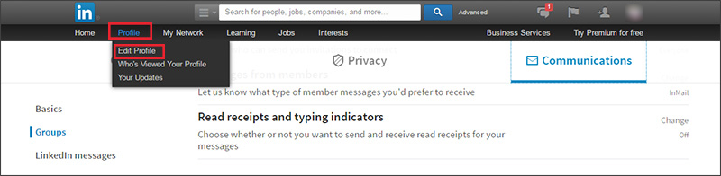 LinkedIn updates: contact info