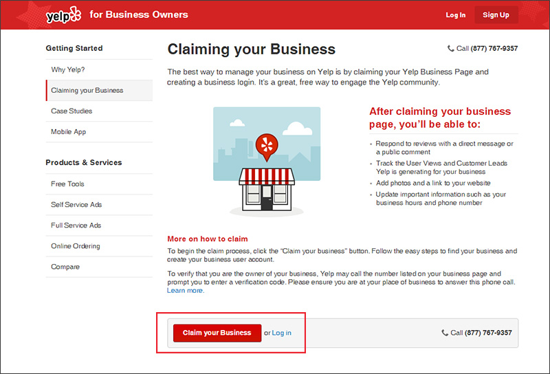 Claim your business listing on Yelp