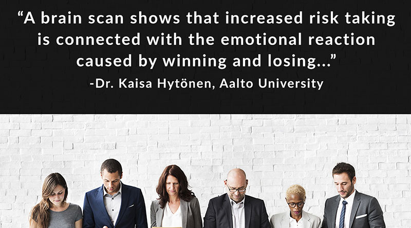 A brain scan shows that increased risk taking is connected with the emotional reaction caused by winning and losing... - Dr. Kaisa Hytonen, Aalto University