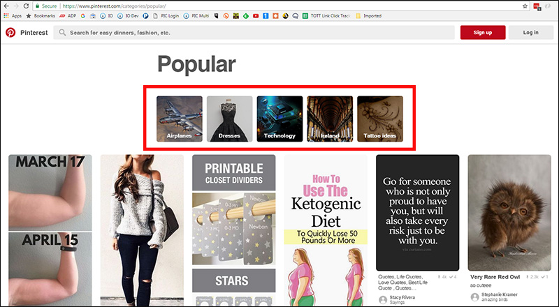 Pinterest popular categories