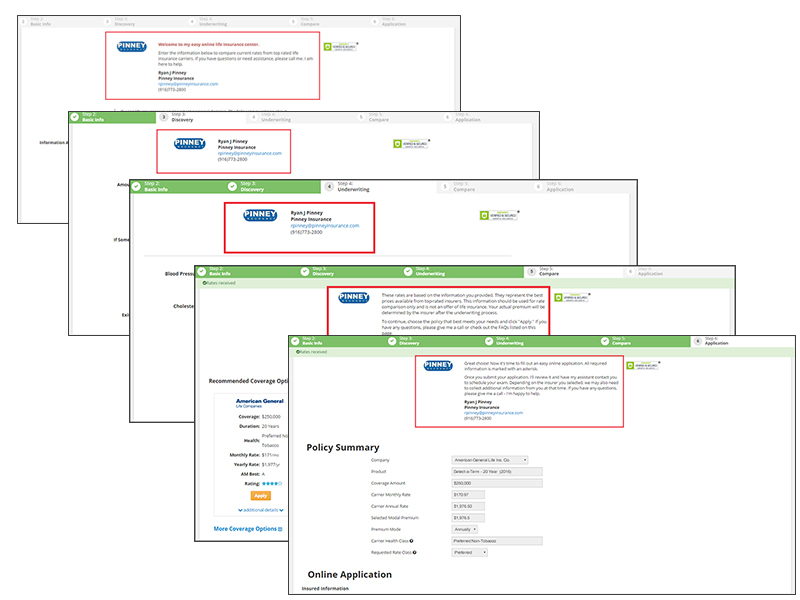 The consumer quote path provided by the Insureio marketing link