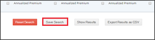 Save Search button in the reporting section