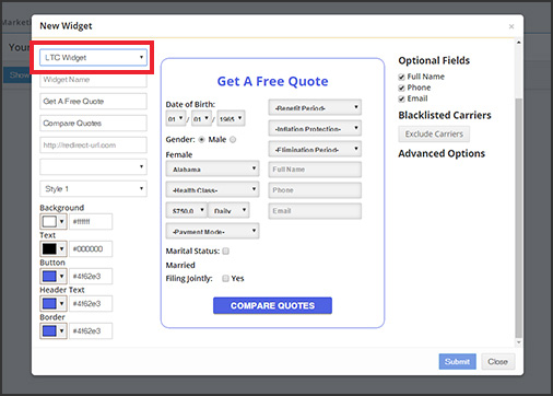 3 Ways to Find LTC Prospects with Insureio - Step 1, Widget Method