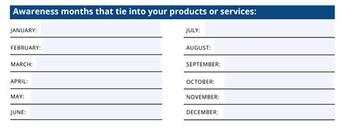 Screenshot of our focus topic calendar worksheet and template