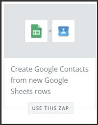 This is a screenshot of Zapier's zap to add a Google Contact