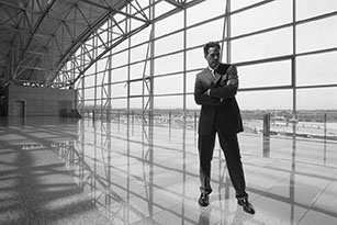 Businessman in Airport Terminal