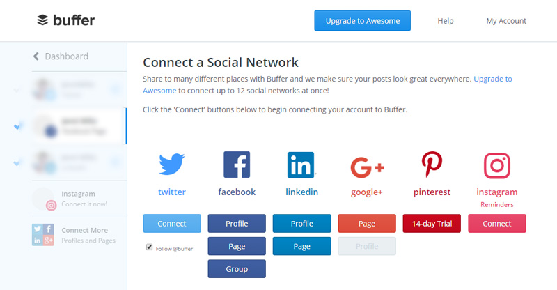 Connecting Social Media Accounts in Buffer