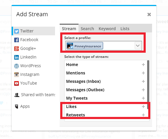 Adding streams in Hootsuite