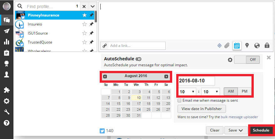 Scheduling a message in Hootsuite